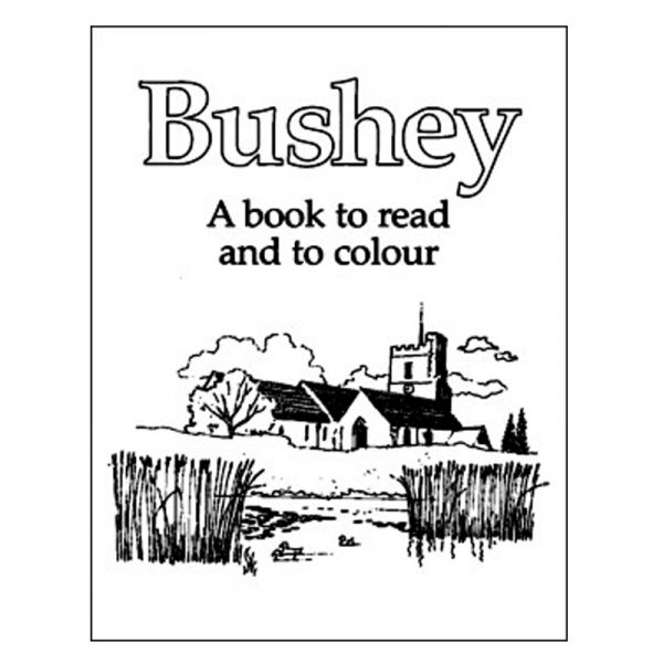 A book titled Bushey: A book to read and colour.
