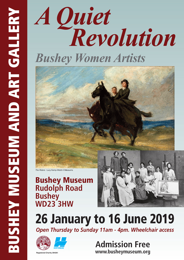 A poster for the exhibition 'A Quiet Revolution - Bushey Women Artists'.