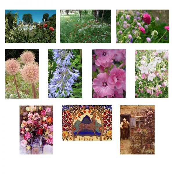 A selection of 10 cards showing flowers at Reveley Lodge.