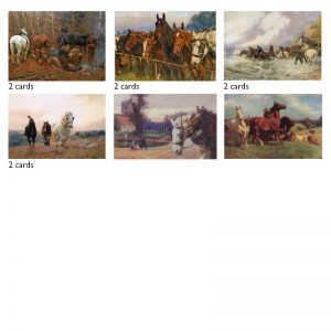 A selection of 10 cards showing paintings of horses by Lucy Kemp-welch.