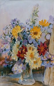 'Mixed Flowers in a Glass Vase' by Kate Ethyl Cowderoy