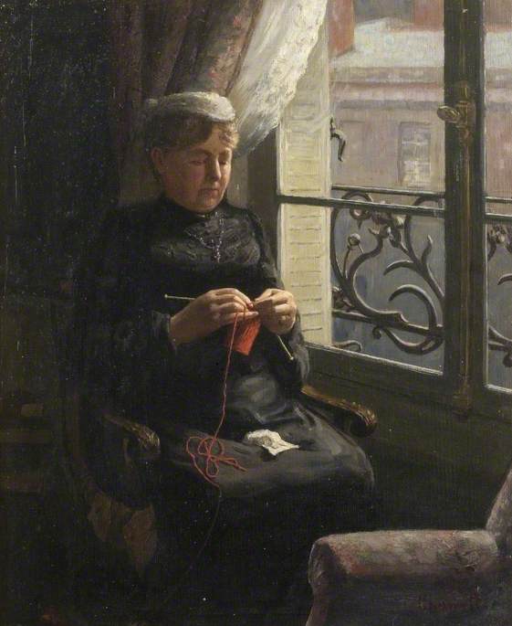 Artist’s Mother Knitting in a Flat in Paris by Albert Ranney Chewett