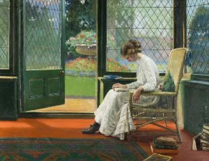 Girl at Drawing Room French Window by Albert Chewett