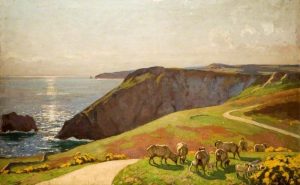 Sheep on Cliffs by Algernon Talmage